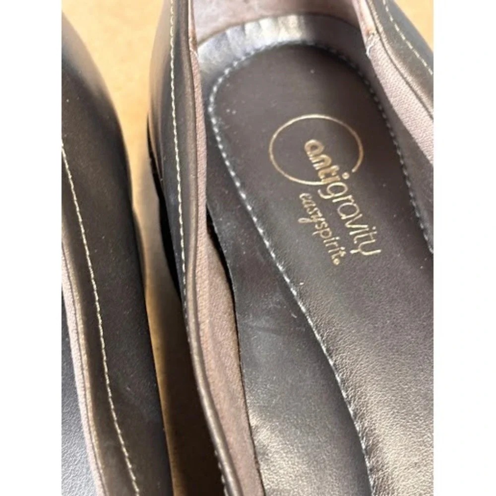 Easy Spirit Anti-Gravity Orrells Bronze Metallic Wedge Loafers Womens 8W Wide